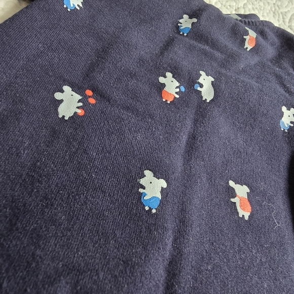 Jacadi Unisex Mid Weight Cotton Footed Sleeper Newborn -1month Mouse Print - Picture 7 of 7